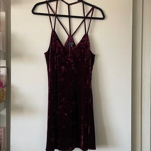 Y2K Crushed Velvet mini Dress|ANGL| Small| Burgundy/Maroon| EUC